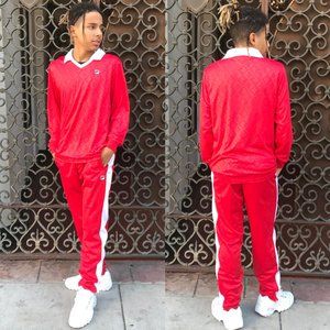 Men's Fila Red | White Polo Tracksuit